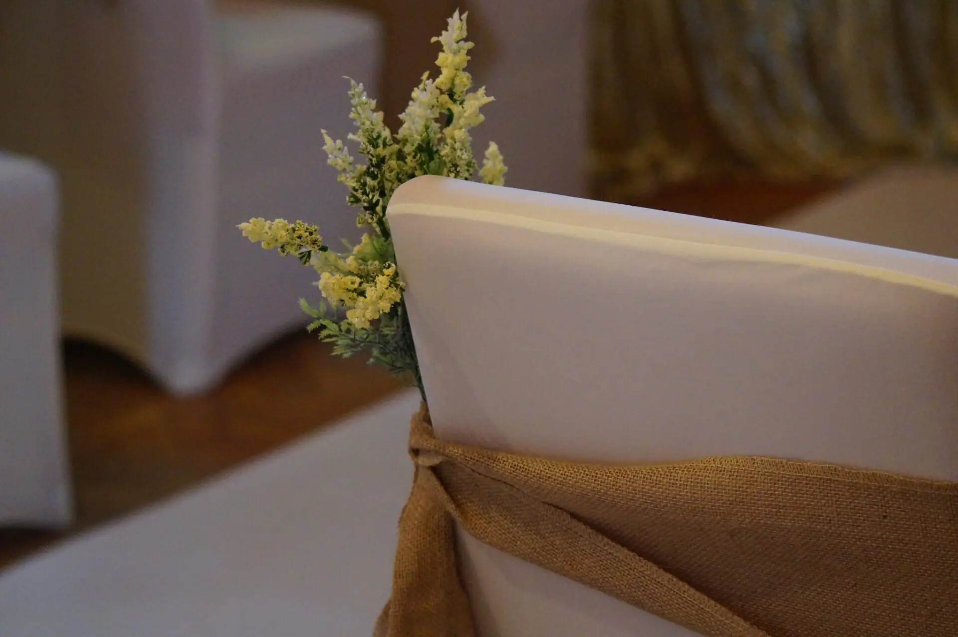 Close up of chair at wedding