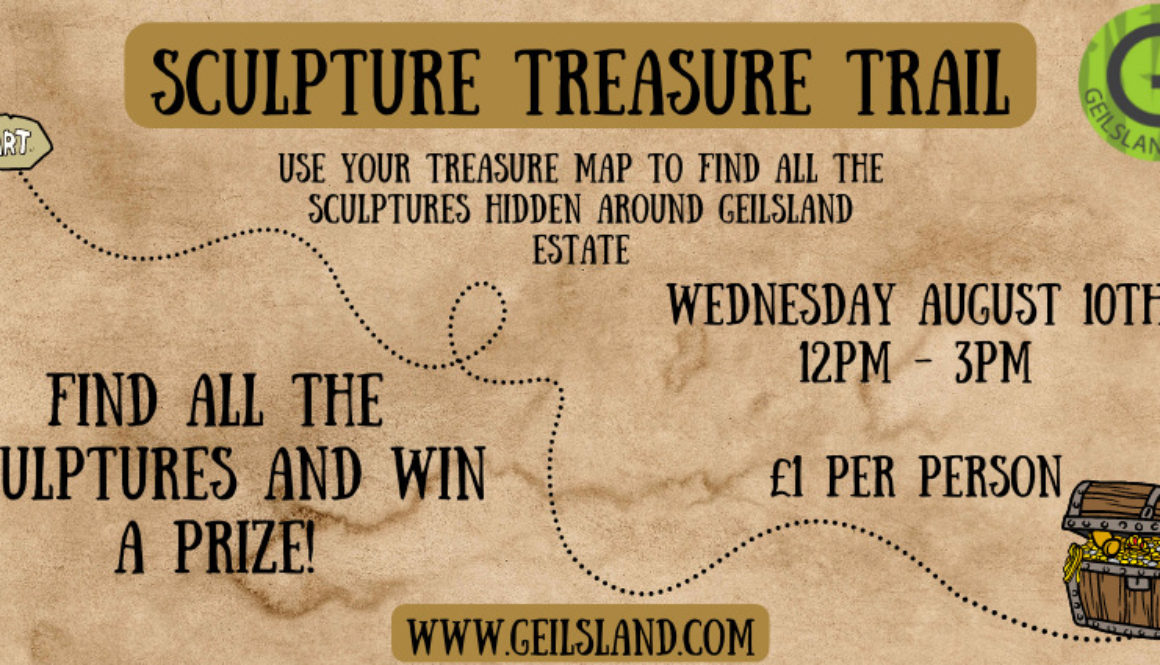 sculpture treasure trail Wednesday August 10th 12pm - 3pm, free for all.